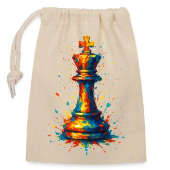 Roi d'Échecs Style Aquarelle Coloré - Sac cadeau en coton avec cordon (14 x 20 cm) - nature - Devant