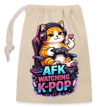 AFK en regardant K Pop - Sac cadeau en coton avec cordon (14 x 20 cm) - nature - Devant