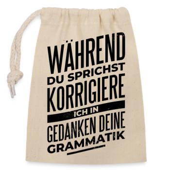 Lehrer Geschenk - Verschließbarer Geschenkbeutel aus Baumwolle (14x20cm) - Natur - Vorne