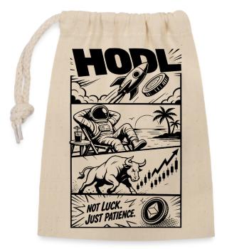 Mème Crypto Rocket HODL - Sac cadeau en coton avec cordon (14 x 20 cm) - nature - Devant