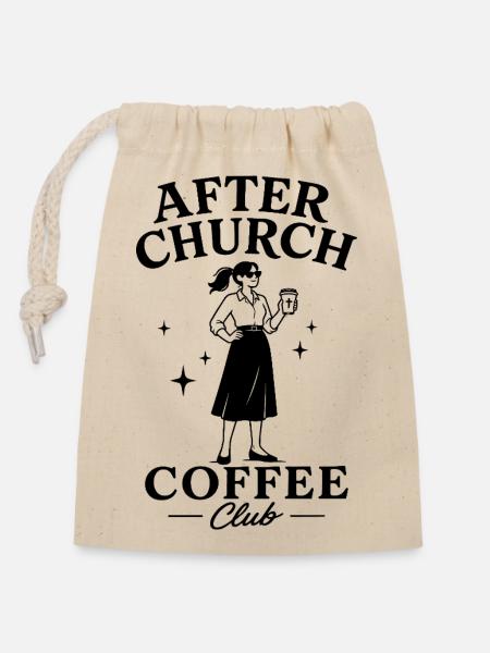 After Church Coffee - Verschließbarer Geschenkbeutel aus Baumwolle (14x20cm) - Natur