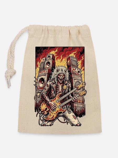 Heavy Metal Dämon 80s - Verschließbarer Geschenkbeutel aus Baumwolle (14x20cm) - Natur