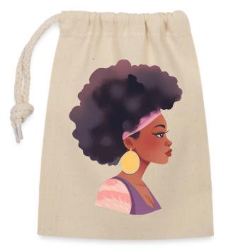 Black Pride Woman With Afro Melanin - Closable cotton gift bag (14x20cm) - nature - Front
