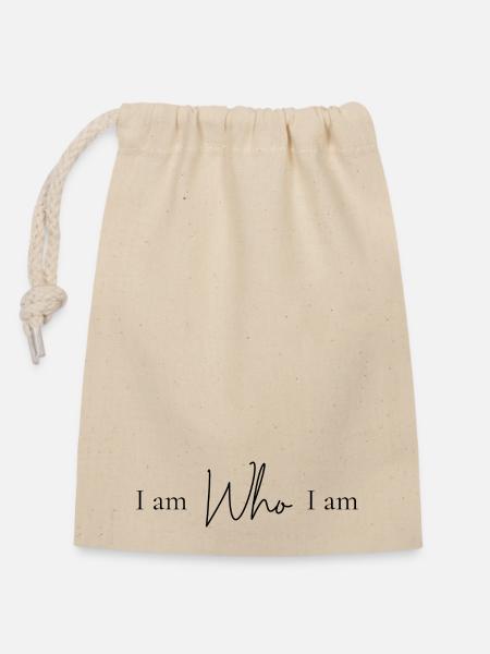 I am who I am - Closable cotton gift bag (14x20cm) - nature