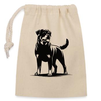 Rottweiler Design – Pour les vrais amoureux des chiens - Sac cadeau en coton avec cordon (14 x 20 cm) - nature - Devant