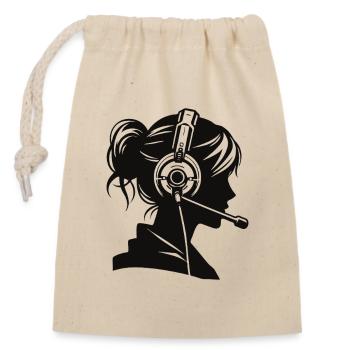 Centre d’appels futuriste – Communication - Sac cadeau en coton avec cordon (14 x 20 cm) - nature - Devant