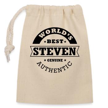 Steven das beste Geschenk der Welt Vorname Steven - Verschließbarer Geschenkbeutel aus Baumwolle (14x20cm) - Natur - Vorne