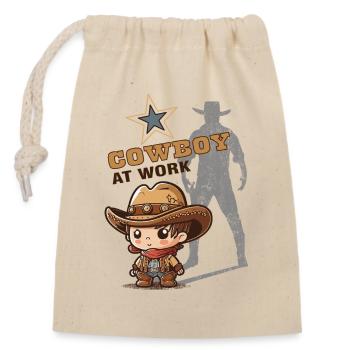 Cowboy au travail - Sac cadeau en coton avec cordon (14 x 20 cm) - nature - Devant