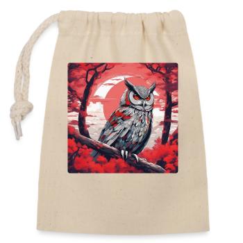 Anime owl at night - Closable cotton gift bag (14x20cm) - nature - Front