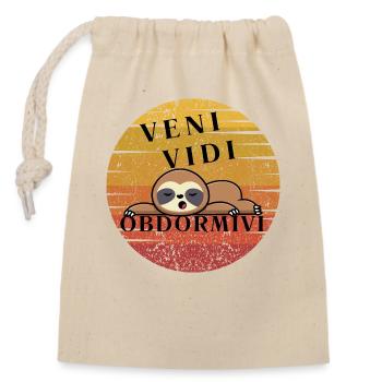 I came, saw and fell asleep. Funny Sloth En - Closable cotton gift bag (14x20cm) - nature - Front