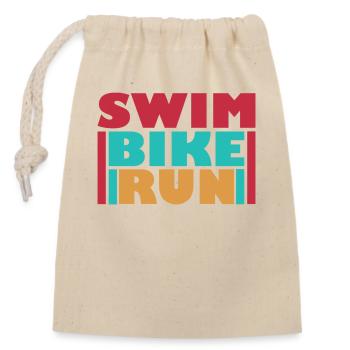 Triathlon, Natation, Cyclisme, Course à pied, Sports - Sac cadeau en coton avec cordon (14 x 20 cm) - nature - Devant
