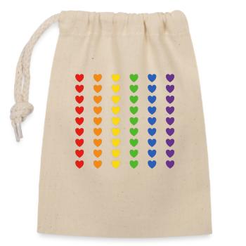 Rainbow Flag Hearts - Closable cotton gift bag (14x20cm) - nature - Front