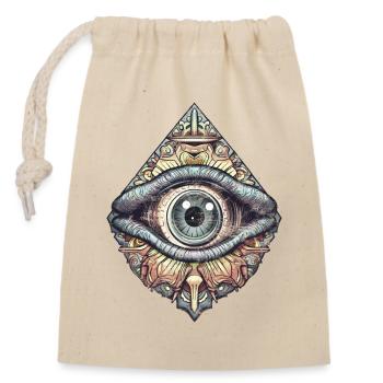 Œil qui voit tout Illuminati Symbole Rétro Vintage - Sac cadeau en coton avec cordon (14 x 20 cm) - nature - Devant