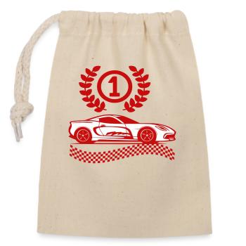 Race Car - Closable cotton gift bag (14x20cm) - nature - Front