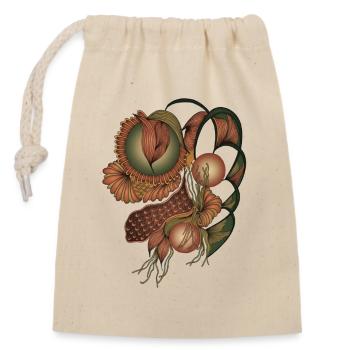 Earth Tone Flower Shapes - Closable cotton gift bag (14x20cm) - nature - Front