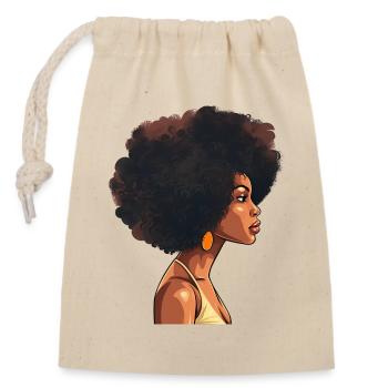 Black Afro Woman Melanin - Closable cotton gift bag (14x20cm) - nature - Front