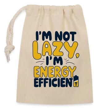 Energy-efficient instead of lazy - Closable cotton gift bag (14x20cm) - nature - Front