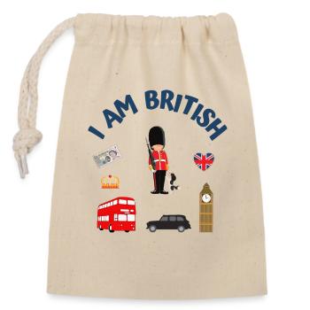 I am british - Closable cotton gift bag (14x20cm) - nature - Front