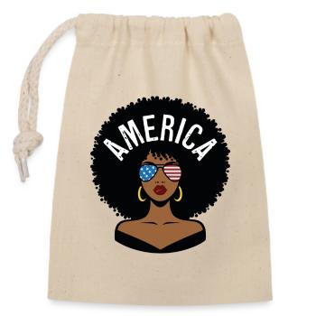 America Afro - Closable cotton gift bag (14x20cm) - nature - Front