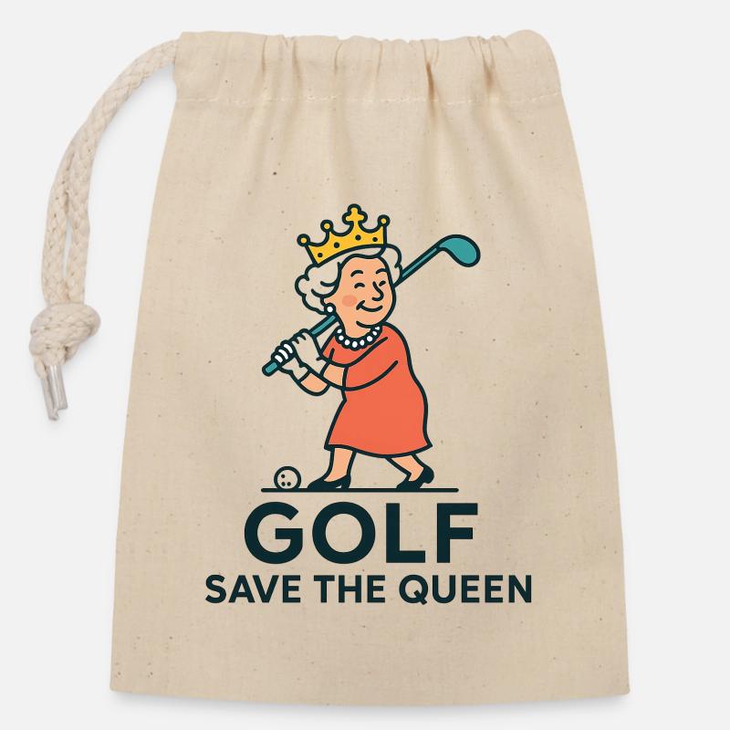 Golf rettet die Königin 2 - Verschließbarer Geschenkbeutel aus Baumwolle (14x20cm) - Natur