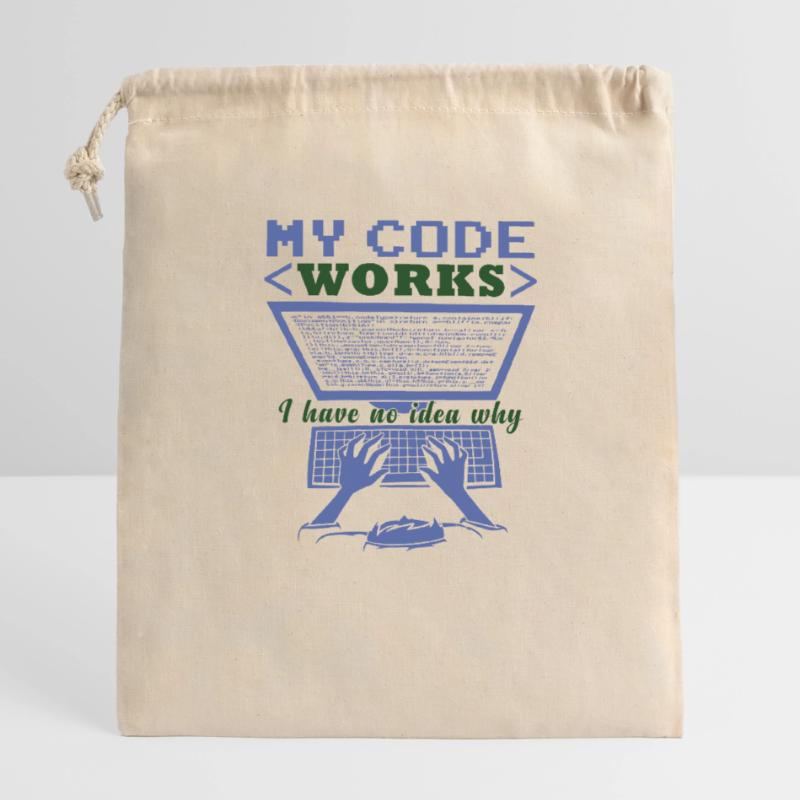 Funny Code Joke Coding Closable cotton gift bag (14x20cm)