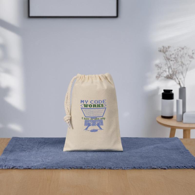 Funny Code Joke Coding Closable cotton gift bag (14x20cm)