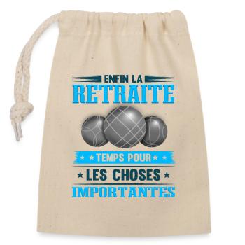 Retraite Humour Boule Lyonnaise Amusant - Sac cadeau en coton avec cordon (14 x 20 cm) - nature - Devant