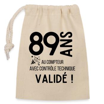 Anniversaire 89 ans humour adulte cadeau - Sac cadeau en coton avec cordon (14 x 20 cm) - nature - Devant
