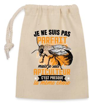Je Suis Apiculteur Abeille Miel - Sac cadeau en coton avec cordon (14 x 20 cm) - nature - Devant