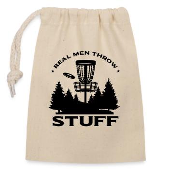 Funny Frisbee Hommes Disc Golf - Sac cadeau en coton avec cordon (14 x 20 cm) - nature - Devant
