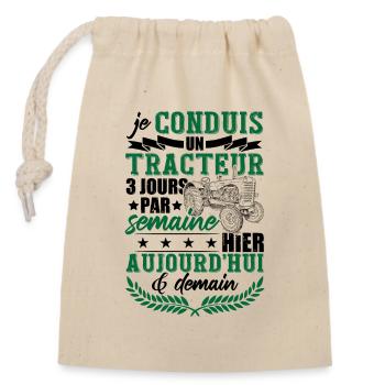 Tracteur Humor Fermier Paysan Culitvateur - Sac cadeau en coton avec cordon (14 x 20 cm) - nature - Devant