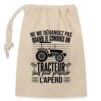 Tracteur Humour Paysan Fermier - Sac cadeau en coton avec cordon (14 x 20 cm) - nature - Devant