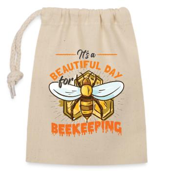 Beekeeping - Closable cotton gift bag (14x20cm) - nature - Front