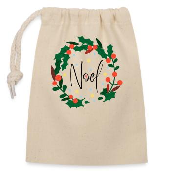 NOEL - Sac cadeau en coton avec cordon (14 x 20 cm) - nature - Devant