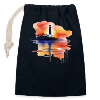 A Watercolor Lighthouse Scene - Closable cotton gift bag (14x20cm) - navy - Front