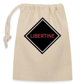 Libertine Warning Sign - Closable cotton gift bag (14x20cm) - nature - Front