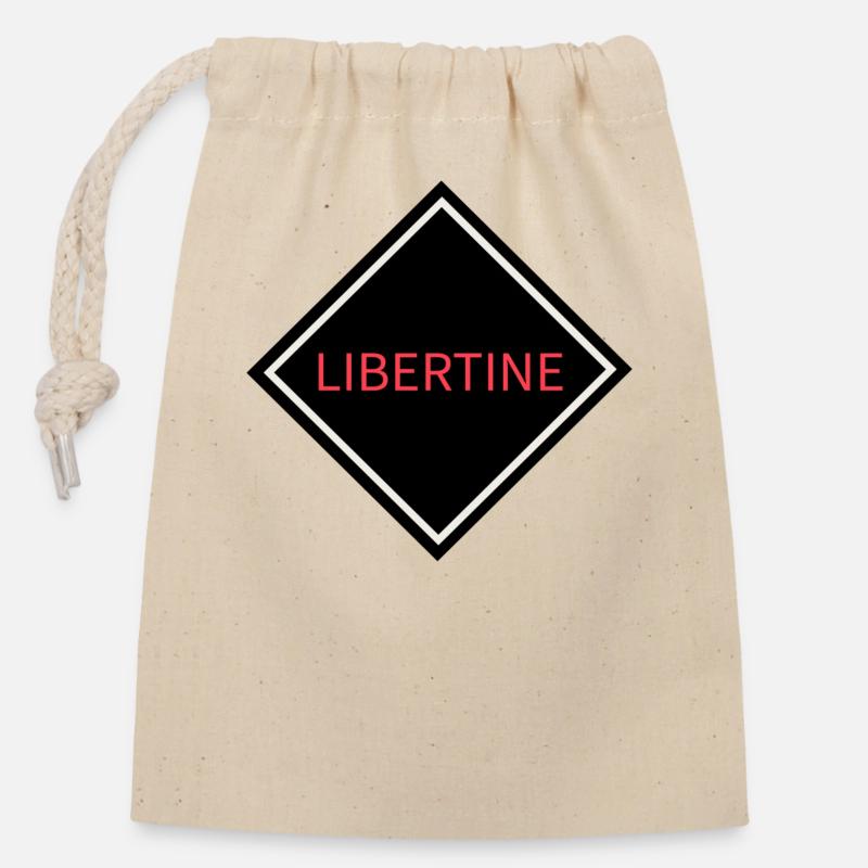 Panneau d’avertissement libertin - Sac cadeau en coton avec cordon (14 x 20 cm) - nature