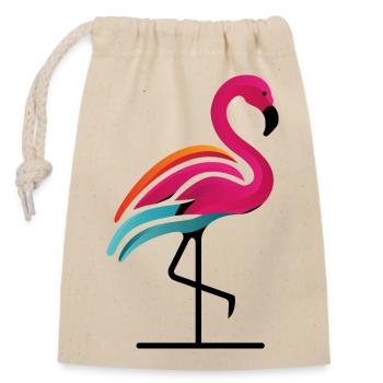 Flamingo - Verschließbarer Geschenkbeutel aus Baumwolle (14x20cm) - Natur - Vorne