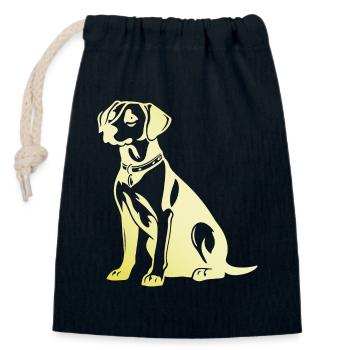 Silhouette de chien beagle - Sac cadeau en coton avec cordon (14 x 20 cm) - bleu marine - Devant