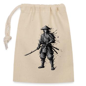 Samurai warrior with katana lonely-ronin-japan - Closable cotton gift bag (14x20cm) - nature - Front