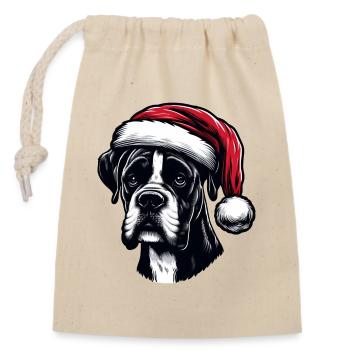 Boxerhund Weihnachtsgeschenke - Verschließbarer Geschenkbeutel aus Baumwolle (14x20cm) - Natur - Vorne