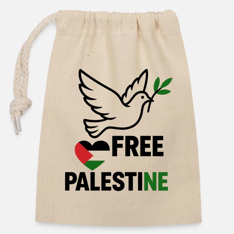 Colombe de Palestine libre - Sac cadeau en coton avec cordon (14 x 20 cm) - nature