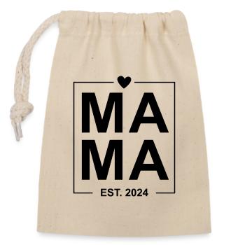 Mama Est 2024 - Verschließbarer Geschenkbeutel aus Baumwolle (14x20cm) - Natur - Vorne