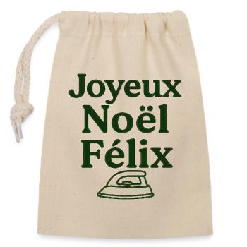 Joyeux Noel Felix - Sac cadeau en coton avec cordon (14 x 20 cm) - nature - Devant