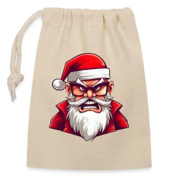 Fun Angry Santa - Closable cotton gift bag (14x20cm) - nature - Front