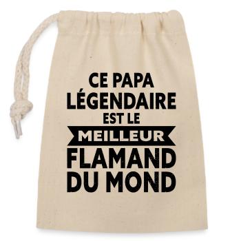 Ce Papa Légendaire Est Le Meilleur FLAMAND Du Mond - Sac cadeau en coton avec cordon (14 x 20 cm) - nature - Devant