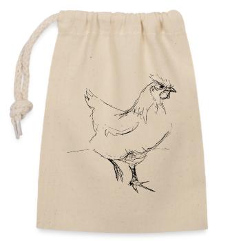 Chicken - Closable cotton gift bag (14x20cm) - nature - Front