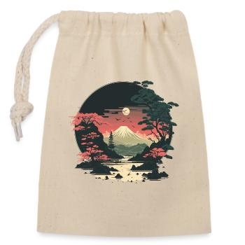 Mount Fuji - Closable cotton gift bag (14x20cm) - nature - Front