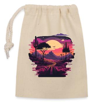 Rétro Coucher de soleil - Sac cadeau en coton avec cordon (14 x 20 cm) - nature - Devant