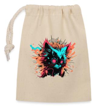 Méchant Chat - Sac cadeau en coton avec cordon (14 x 20 cm) - nature - Devant